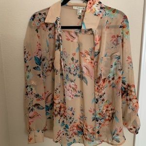 Sandy sheer floral button-up